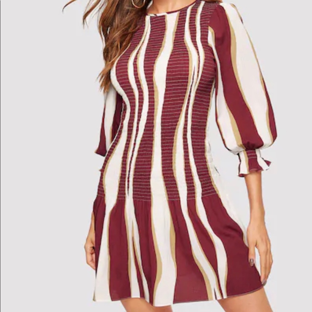 Ruffle Smocked Dress Color Block